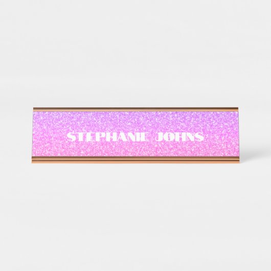 Porte-nom Pour Bureau Glittery Rose Gold Rose Monogramme Nom personnalis (Devant)