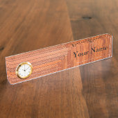 Porte-nom Pour Bureau Glossy orange naturel wooden planks (Taille)