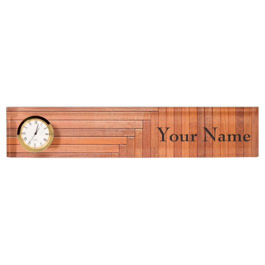 Porte-nom Pour Bureau Glossy orange naturel wooden planks (Devant)