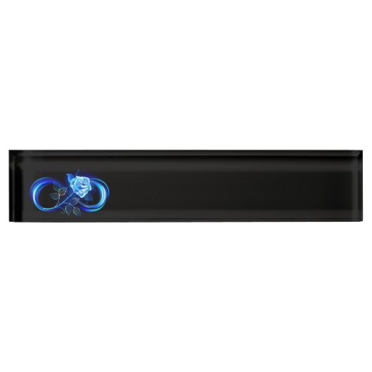 Porte-nom Pour Bureau Glowing infinity with blue rose (Devant)
