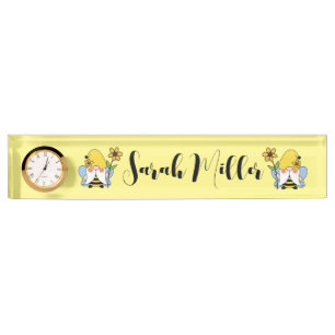 Porte-nom Pour Bureau Gnomes mignons aux tournesols