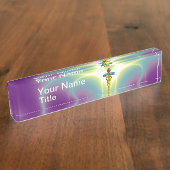 Porte-nom Pour Bureau GOLD CADUCEUS, amétyste violet vif (Taille)