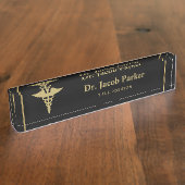 Porte-nom Pour Bureau Gold Caduceus Médicale (Taille)