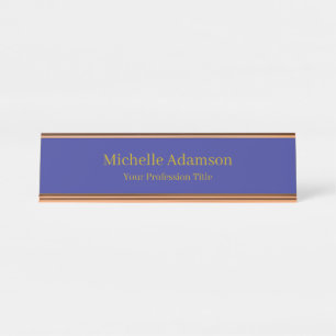 Porte-nom Pour Bureau Gold & Deep Blue Color Professionnel Plat moderne
