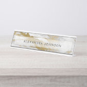 Porte-nom Pour Bureau Gold et Marbre blanc Professional Modern (Devant)