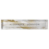 Porte-nom Pour Bureau Gold et Marbre blanc Professional Modern (Devant)