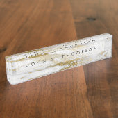 Porte-nom Pour Bureau Gold et Marbre blanc Professional Modern (Taille)