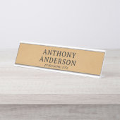 Porte-nom Pour Bureau Gold Faux Leather Texture Design (Devant)