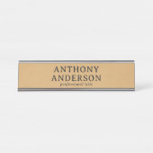 Porte-nom Pour Bureau Gold Faux Leather Texture Design (Devant)