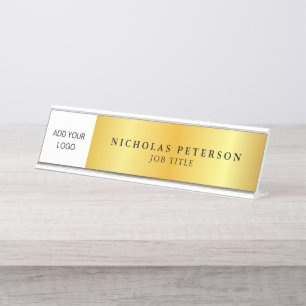 Porte-nom Pour Bureau Gold Gradient Professional Executive Company Logo