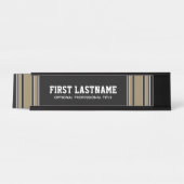 Porte-nom Pour Bureau Gold Stripes Sports Nom Jersey - Can EDIT Black (Devant)