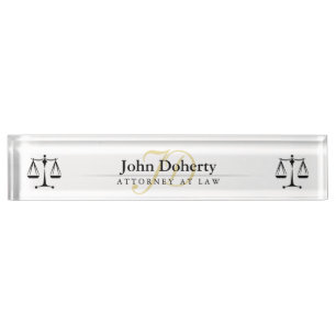 Porte-nom Pour Bureau Golden ATTORNEY À LA LOI Initiales