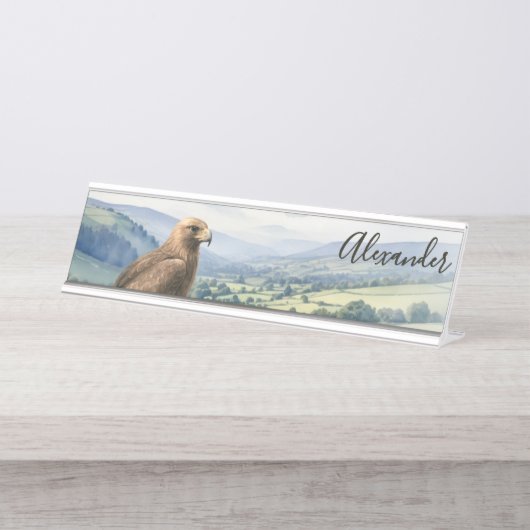Porte-nom Pour Bureau Golden Eagle Bird Wildlife Landscape Personalized (Devant)