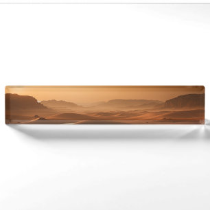 Porte-nom Pour Bureau Golden Serenity - Desert Landscape at Sunset