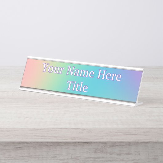 Porte-nom Pour Bureau Gradient arc-en-ciel magnifique (Devant)