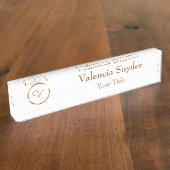 Porte-nom Pour Bureau Gradient gold circle custom business logo (Taille)