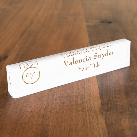 Porte-nom Pour Bureau Gradient gold circle custom business logo (Taille)