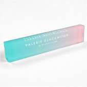 Porte-nom Pour Bureau Gradient turquoise rose d'Ombre