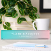 Porte-nom Pour Bureau Gradient turquoise rose d'Ombre