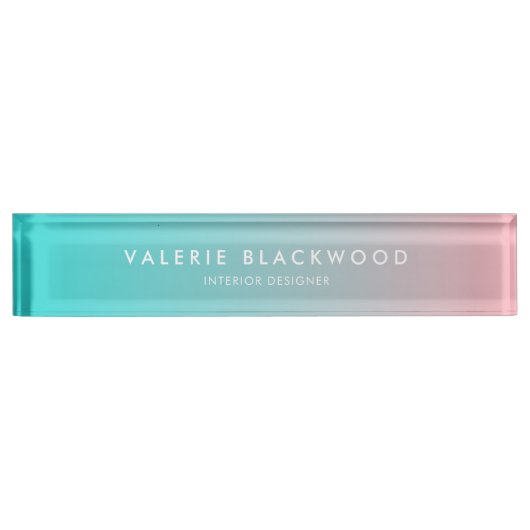 Porte-nom Pour Bureau Gradient turquoise rose d'Ombre (Devant)