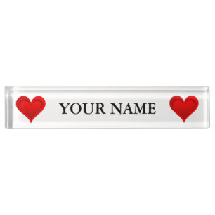 Porte-nom Pour Bureau Gradients RED LOVE HEART + votre texte et vos idée