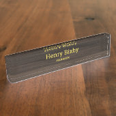 Porte-nom Pour Bureau Grain en bois foncé (Taille)