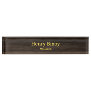 Porte-nom Pour Bureau Grain en bois foncé