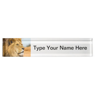 Porte-nom Pour Bureau Grand lion regardant loin