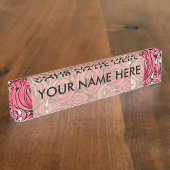 Porte-nom Pour Bureau Graphique rose Art Nouveau Rennie Macintosh (Taille)