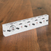 Porte-nom Pour Bureau Gray funeral business pattern (Taille)