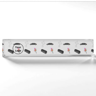 Porte-nom Pour Bureau Gray funeral business pattern