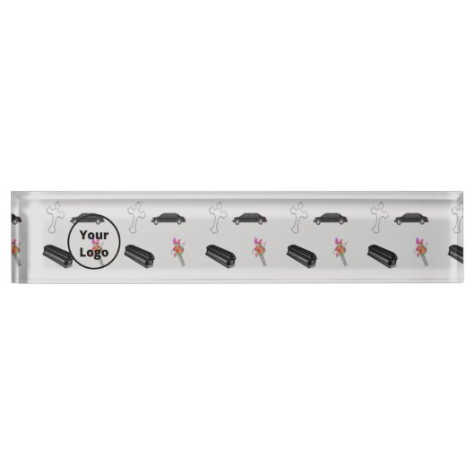 Porte-nom Pour Bureau Gray funeral business pattern (Devant)