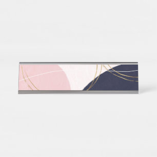 Porte-nom Pour Bureau Grèves et cercles d'or modernes Conception rose m