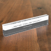 Porte-nom Pour Bureau Gris Blanc Minimal Moderne Gras (Taille)