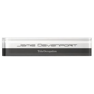 Porte-nom Pour Bureau Gris Blanc Minimal Moderne Gras