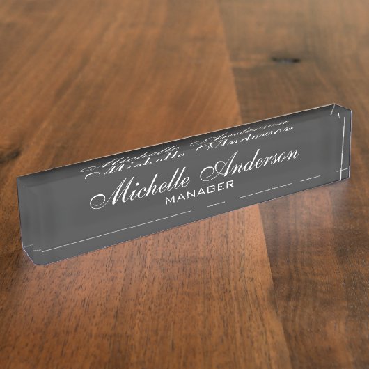 Porte-nom Pour Bureau Gris Charme Professionnel Script Manager (Taille)