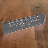 Porte-nom Pour Bureau Gris Charme Professionnel Script Manager (Taille)