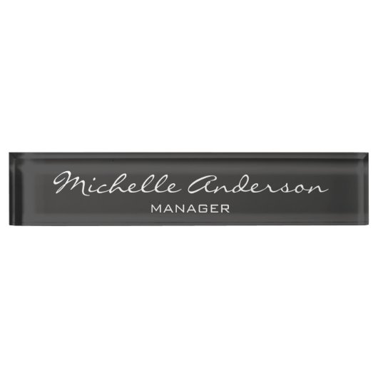 Porte-nom Pour Bureau Gris Charme Professionnel Script Manager (Devant)