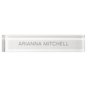 Porte-nom Pour Bureau Gris chic minimaliste de