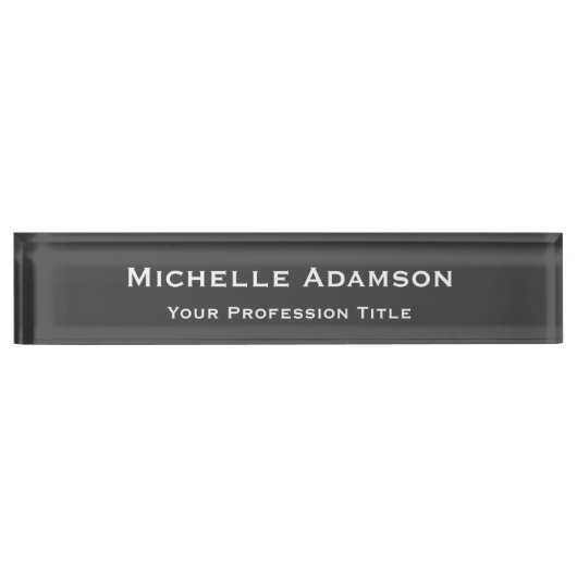 Porte-nom Pour Bureau Gris Couleur Professionnel Plat Moderne (Devant)