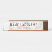 Porte-nom Pour Bureau Gris Marbre blanc Polices Brown en cuivre (Devant)