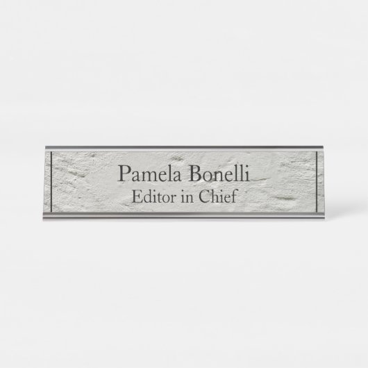 Porte-nom Pour Bureau Gris Mur Professionnel Unique Classique Simple (Devant)