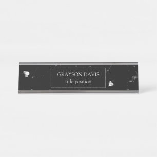 Porte-nom Pour Bureau Gris noir de marbre