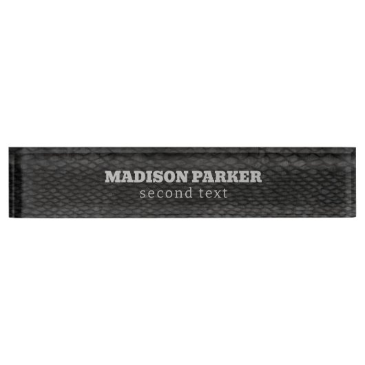 Porte-nom Pour Bureau Gris noir et foncé Snakeskin Print (Devant)
