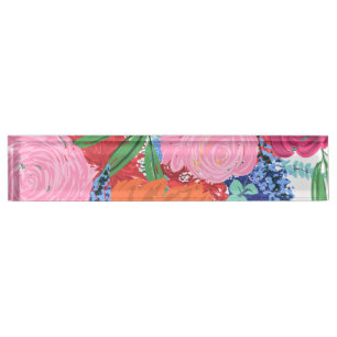 Porte-nom Pour Bureau Gros motif de peinture à la main coloré