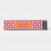 Porte-nom Pour Bureau Halloween Boo Ghost Purple et Carrés orange (Devant)