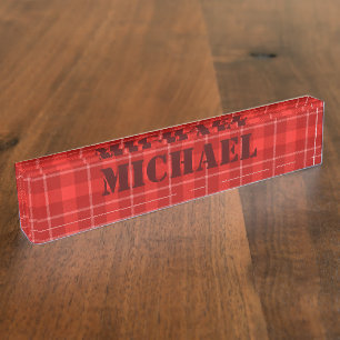 Porte-nom Pour Bureau HAMbWG - Red Tartan