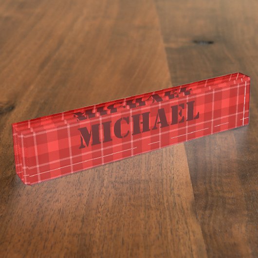 Porte-nom Pour Bureau HAMbWG - Red Tartan (Taille)