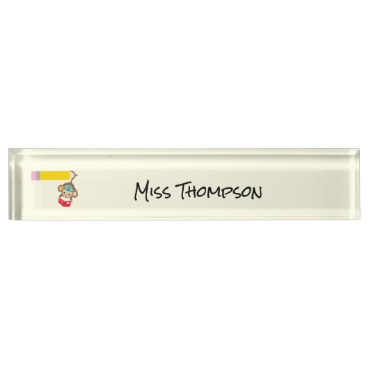 Porte-nom Pour Bureau Hangement du singe par queue Professeur sur mesure (Devant)