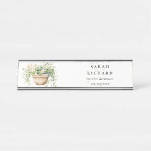 Porte-nom Pour Bureau Hanging Floral House Plante Aquarelle Botanique